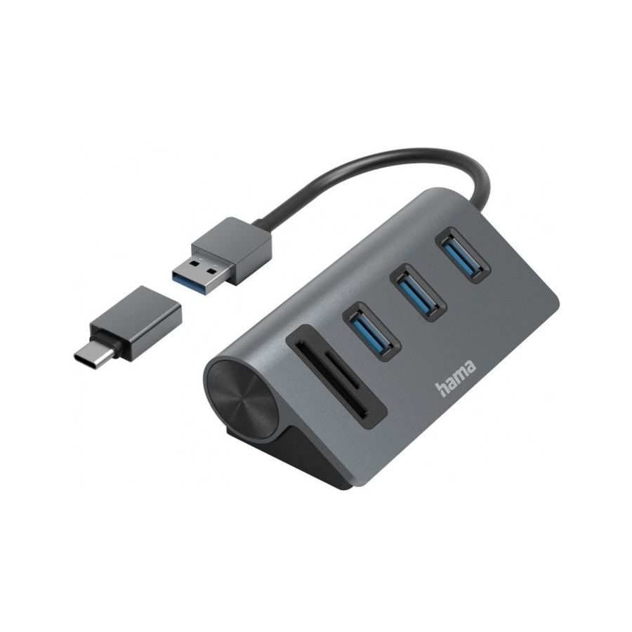 Hama USB-Hub 5 Ports Aluminium mit SD/microSD Kartenleser