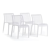 thumbnail of Set van 4 stapelbare stoelen van polypropyleen voor buitengebruik en tuin, bar en restaurant, robuuste en lichte structuur – Olimpia – Wit
