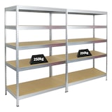 thumbnail of PROREGAL Mega Deal 2x Étagère charge lourde RIVET | HxLxP 180x120x60cm | 250kg par niveau | Galvanisé | Lot d'étagères robustes de Garage Atelier