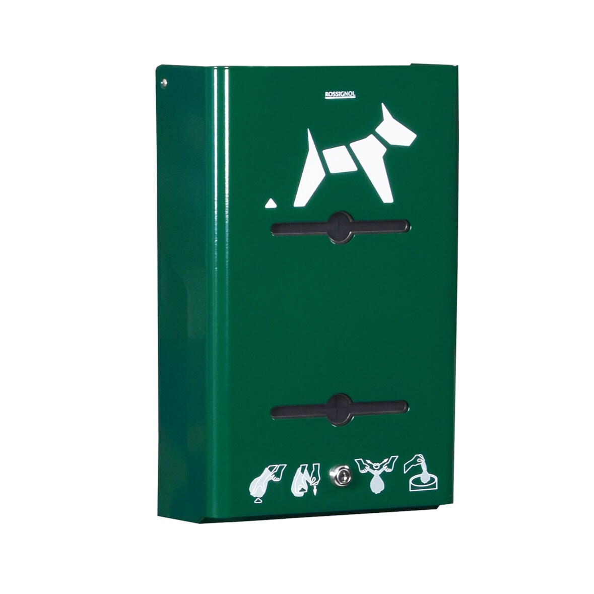 ROSSIGNOL Distributeur de sacs canins mural ou pour poteau rouleaux 2x200 sacs HYGECA vert mousse