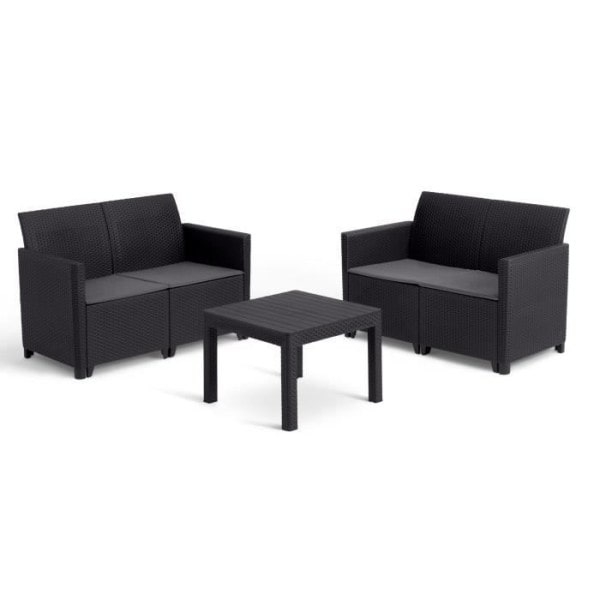 Salon de jardin modulable en résine imitation rotin tressé - Noir -   - 4 personnes - MARIE KETER