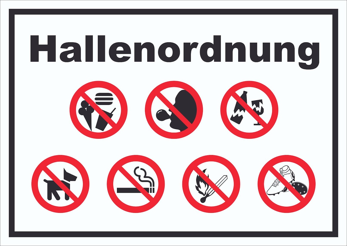 Schild Hallenordnung A3 Rückseite selbstklebend
