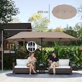 thumbnail of Doppel-Gartensonnenschirm 455 x 265 x 238 cm – Großer Sonnenschirm mit Handkurbel und Sonnenschutz, Farbe: Braun