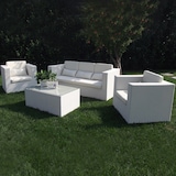 thumbnail of ABELLINUM Salotto Da Giardino Set 3 Posti Bianco Con Cuscini Bianchi Intreccio In Rattan Sintetico Per Esterno colore Bianco