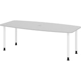 thumbnail of bümö Konferenztisch oval 220x103 cm großer Besprechungstisch in grau, Besprechungstisch mit Gestell in Weiß, Meetingtisch für 8 Personen, XL-Tisch