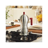 thumbnail of pulcina, cafetera 6 tazas en aluminio con asa rojo, alessi