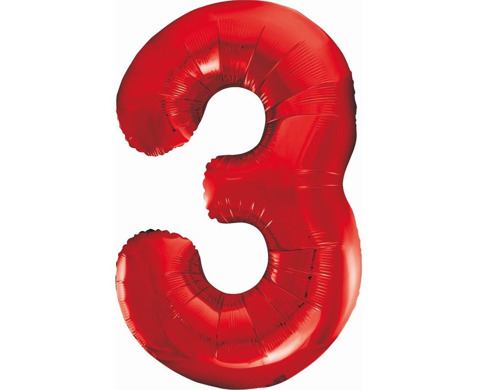 XL Folienballon Zahl 3 rot 85 cm