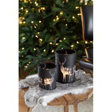 thumbnail of Teelichtglas Tiu (Höhe 13 cm), schwarz, Hirsch-Motiv