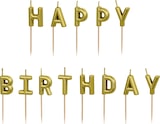 thumbnail of Geburtstagskerzen Happy Birthday 2,5cm - 13 Buchstabenkerzen Schriftzug Geburtstag Kuchenkerzen Tortenkerzen Partydeko Tortendeko Kuchendeko Gold