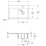 thumbnail of Villeroy&Boch Spülbecken, Küchenspüle Subway Style 45 Steam 780x510mm, Unterschrankbreite 45cm