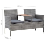 thumbnail of vidaXL Tuinbank 2-zits met tafeltje 143 cm poly rattan grijs