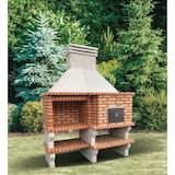 thumbnail of BARBECUE OVEN - Barbecue en brique réfractaire et ciment, avec four en argile - 187x90x240cm