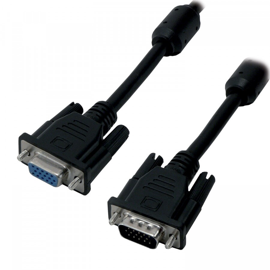 MCL - Rallonge S-VGA HD15 mâle /femelle surblindé 3 coax + 9 fils 10m Noir