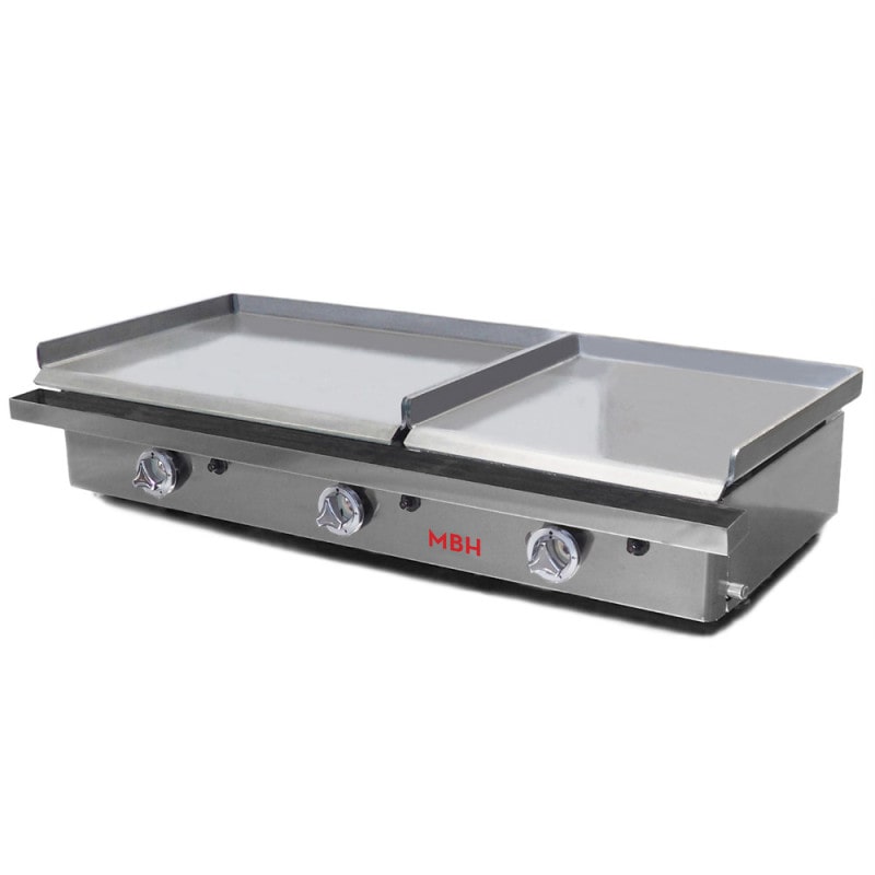 MBH - Gasbakplaat 600x400+400x400 mm economisch voor horeca. Fry Top met twee zones van gelamineerd staal voor bar en restaurant.