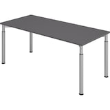 thumbnail of bümö höhenverstellbarer Schreibtisch 180x80 cm in graphit, Gestell silber - PC Tisch höhenverstellbar & groß, höhenverstellbarer Tisch Büro, großer