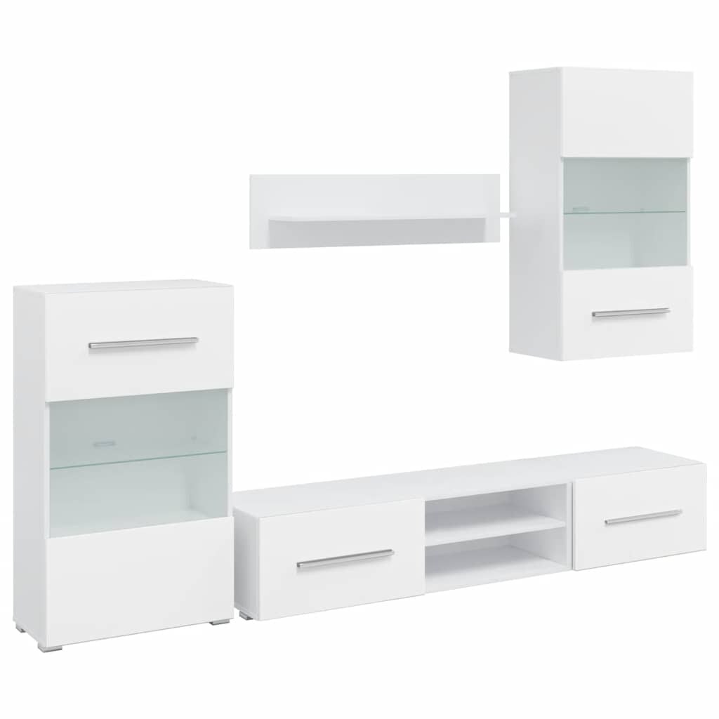 Juego de muebles de salón 5 piezas con iluminación LED blanco