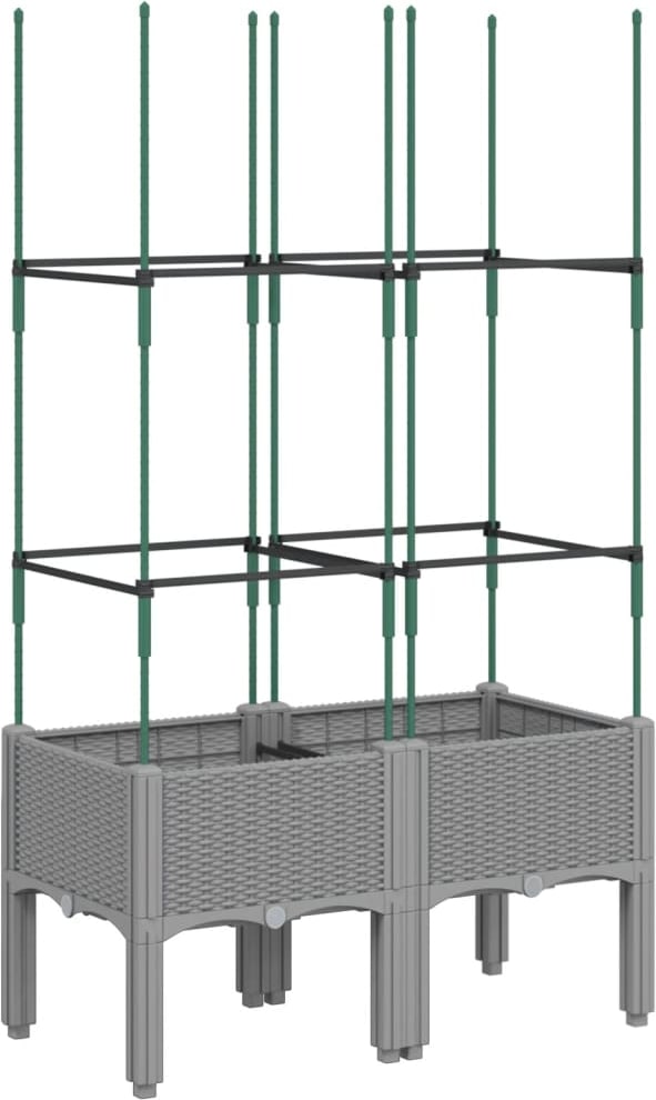 vidaXL Pflanzkübel mit Rankgitter Hellgrau 80x40x142,5 cm PP