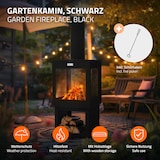 thumbnail of ML-Design Gartenkamin mit Schornstein 128x40 cm – eckiger Stahl-Terrassenofen mit Holzablage, Schürhaken und abnehmbarem Dach, ideal für Garten und