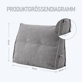 thumbnail of Home Nature Wohnkonzept Keilkissen grau 70x52x19 cm, Lesekissen für Bett und Sofa mit Seitenfach & Waschbezug