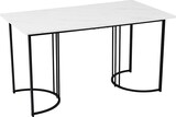 thumbnail of Esstisch 140x80x75 cm Rechteck Weiß mit Marmormuster MDF Tischplatte Metallgestell verstellbare Füße, modern für Küche Esszimmer Büro