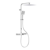thumbnail of Duschsystem OCEAN, Edelstahl Regendusche mit Thermostat und Ablage, Handbrause mit 3 Funktionen, Duschbrause Chrom/Weiß