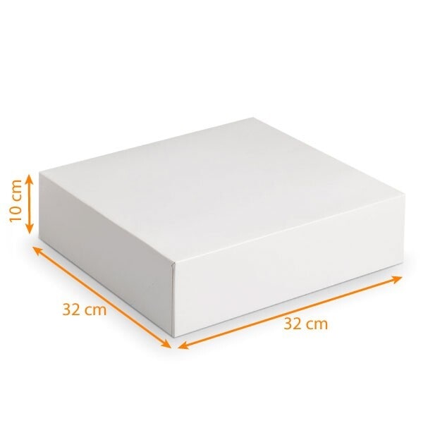 Boite patisserie blanche 32x32 cm hauteur 8 cm - Vendu par 50