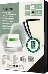 thumbnail of Portadas de encuadernación símil piel Delta Fellowes FSC® A4, 250 g, pack 100 unidades, blanco