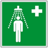 thumbnail of Schild I Rettungszeichen Notdusche, Kunststoff, 200x200mm, ASR A1.3, DIN EN ISO 7010 E012