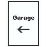 thumbnail of Garage Schild mit Text und Richtungspfeil links Auto Stellplatz hochkant A6 (105x148mm)