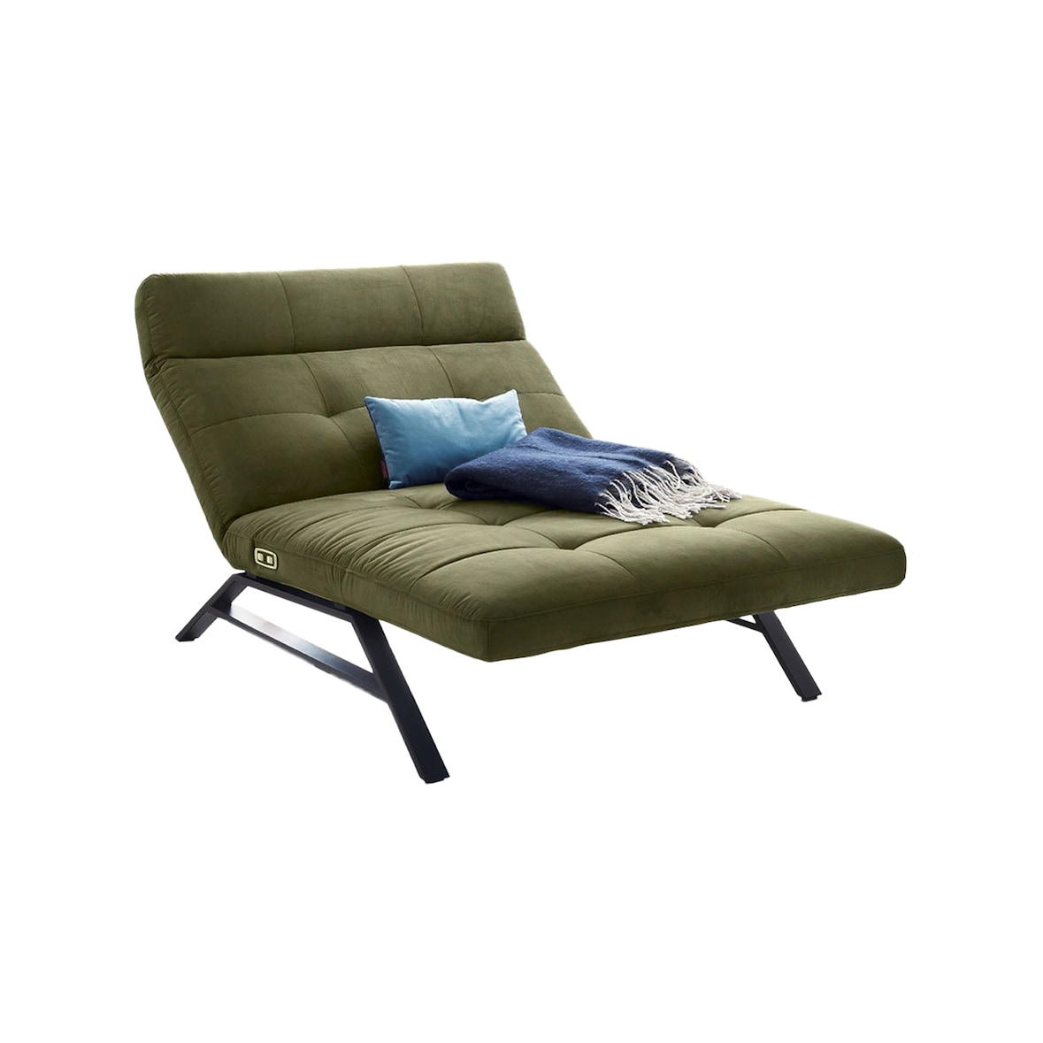 KAWOLA tumbona AMERIVA sillón Relax tumbona Maxi Terciopelo verde oliva base negro