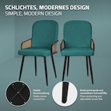 thumbnail of ML-Design Esszimmerstühle 6er Set Petrol, Stoff, Rattan-Optik Armlehnen, gepolstert, Metallbeine, ergonomische Küchen- & Esszimmerstühle