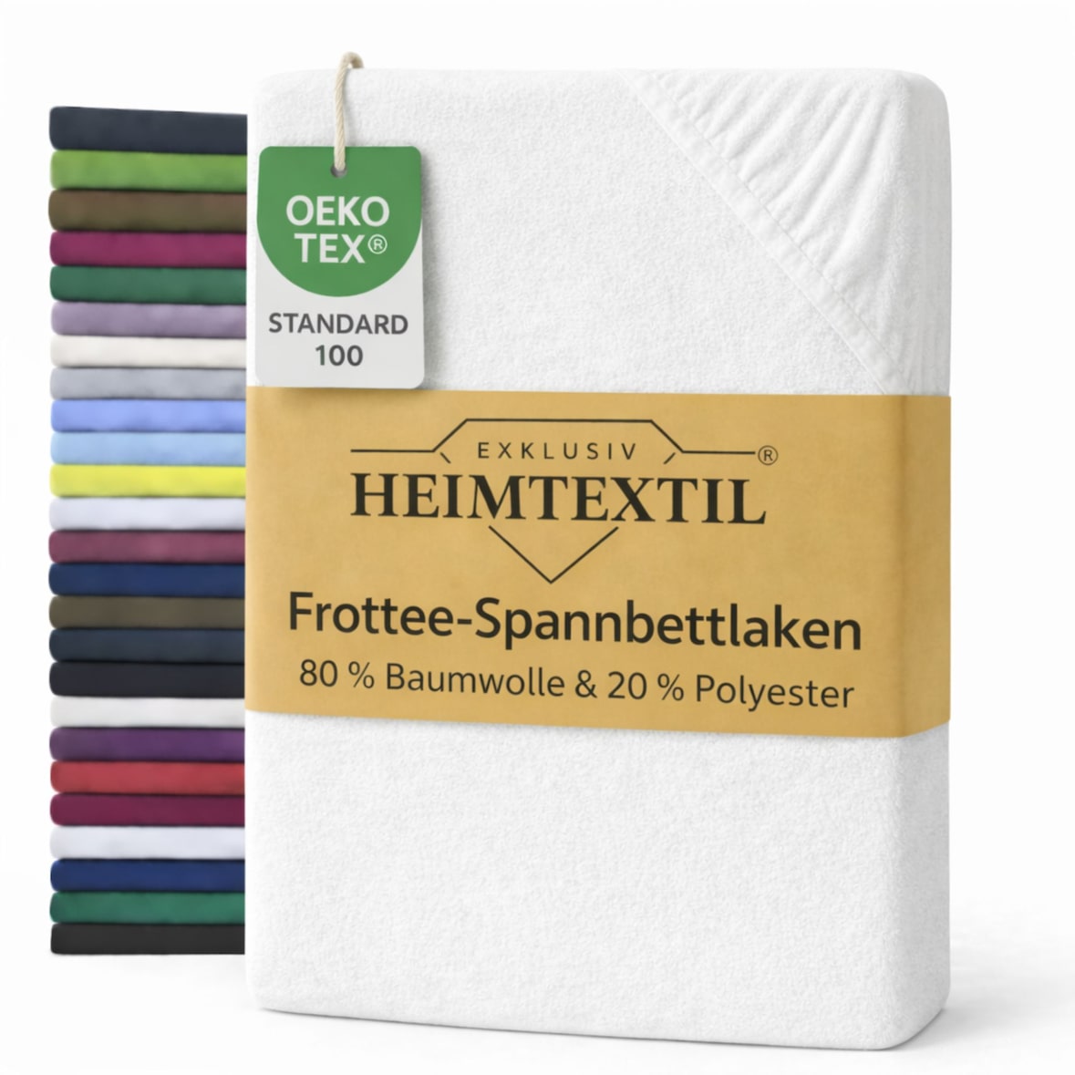 EXKLUSIV HEIMTEXTIL Frottee Spannbettlaken Rundumgummizug Marke 180 x 200 cm Weiss 80% Baumwolle 20% Polyester  Öko - Tex Zertifiziert Bed-Sheet Bettl
