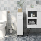 thumbnail of kleankin mueble auxiliar baño moderno armario de baño con 4 ruedas 2 agujeros para papel 2 armarios y estantes ajustables para salón 52x17x67 cm
