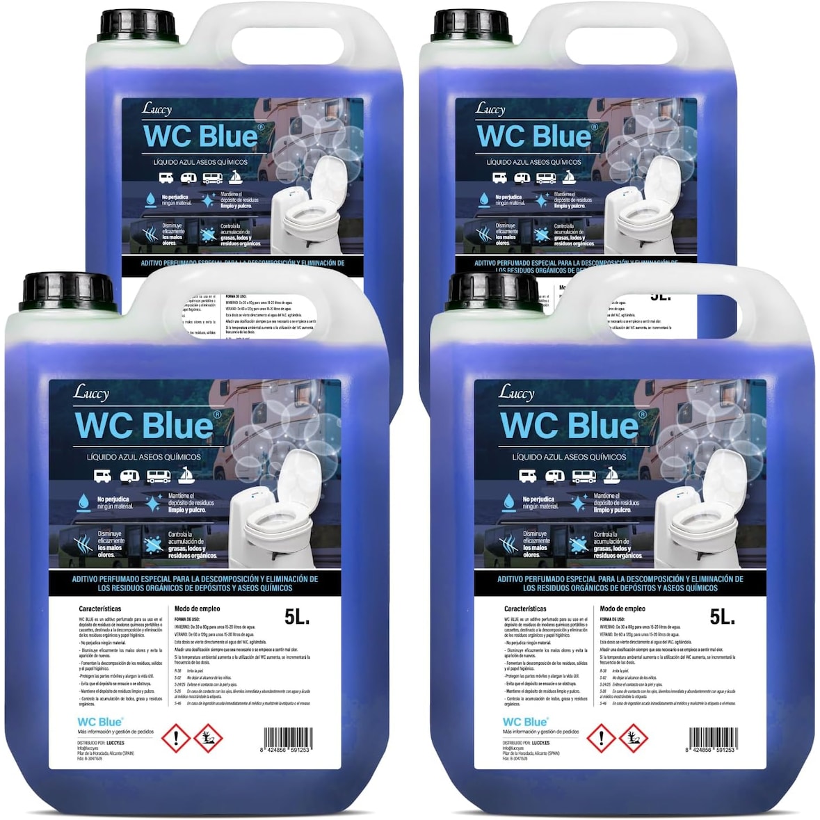 Luccy WC Blue 20 Litros - Aditivo de Água Preta - Líquido Sanitário WC Tanque de Resíduos Químicos