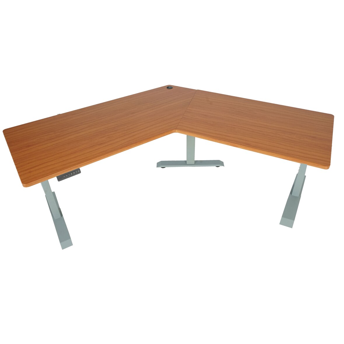 Schreibtisch HWC-D40, Computertisch, 120° elektrisch höhenverstellbar ~ natur, grau