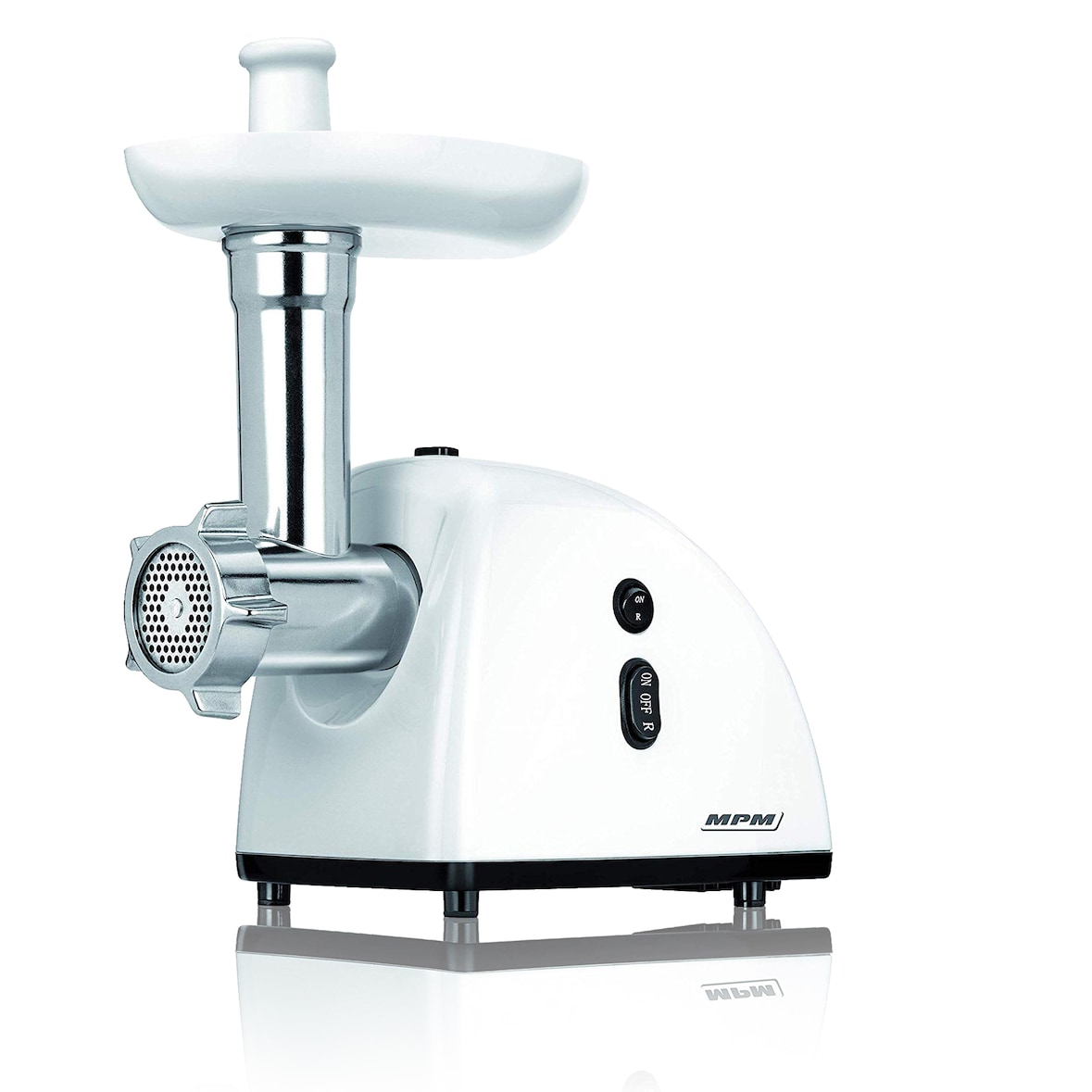 MPM MMM-05 Picadora de Carne Eléctrica con Embutidora de Salchichas, 3 Discos de Corte con Orificios 3mm, 5mm, 7mm, Engranaje Metálico, 720W