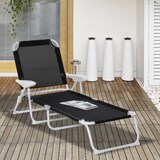 thumbnail of Outsunny Tumbona Reclinable y Plegable de Jardín con Respaldo Ajustable en 4 Posiciones Marco de Metal TextelineTranspirable 160x66x80 cm Negro