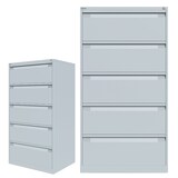 thumbnail of BISLEY Hängeregistraturschrank mit Schloss aus Metall in lichtgrau, 5 Schubladen, doppelbahnig - Hängeregisterschrank abschließbar, Hängeregistratur