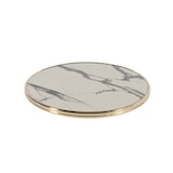thumbnail of Plateau de table rond MARCEAU - Marbre blanc CARRARE - Cercle laiton D60 cm