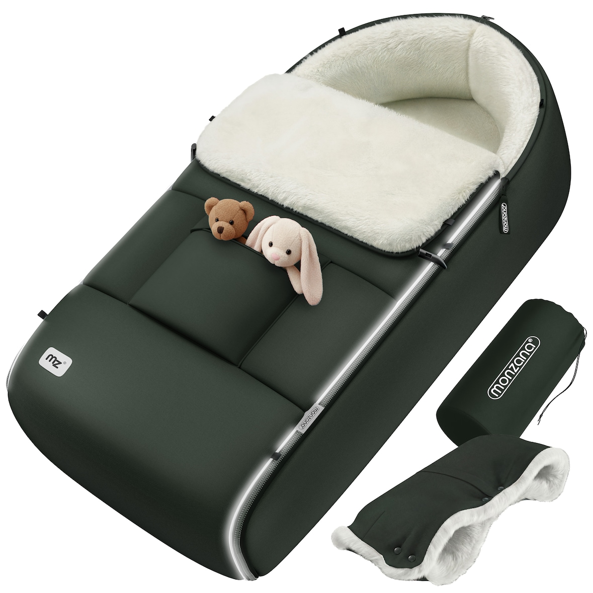 MONZANA® Baby Fußsack Premium Waldschattengrün