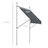 thumbnail of Toldo manual retráctil con manivela 200x120x210-300 cm toldo para balcón con altura ajustable impermeable y anti-UV para jardín terraza