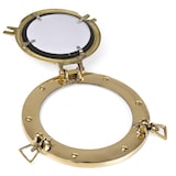 thumbnail of Maritimer Bullaugen-Spiegel aus massivem Messing Ø 29 cm rund glänzend poliert Wandspiegel im Schiffsdesign Deko für Badezimmer Flur oder maritime