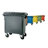 thumbnail of Contenedor para desperdicios con tapa plana y ruedas. Marron 800l.