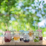 thumbnail of Relaxdays Trinkgläser mit Strohhalm, 8er Set, 400 ml, Gastro, Deckelgläser mit Henkel, Ice Cold Drink Gläserset, bunt