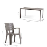 thumbnail of Ensemble table et 6 chaises de jardin, table rectangulaire avec structure en acier et chaises en résine avec accoudoirs, empilables–Thomas+Anita/Taupe