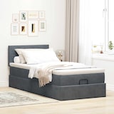 thumbnail of vidaXL Ottoman-Bett mit Matratze & LEDs Dunkelgrau 90x190 cm Samt