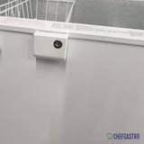 thumbnail of Tiefkühltruhe ICEMAN | 1x abschließbare Edelstahldeckel +LED | 469 Liter, HxBxT 84x149,2x74,3cm | -18/-24°C | Weiß/Edelstahl + CHEFGASTRO Geschirrtuch