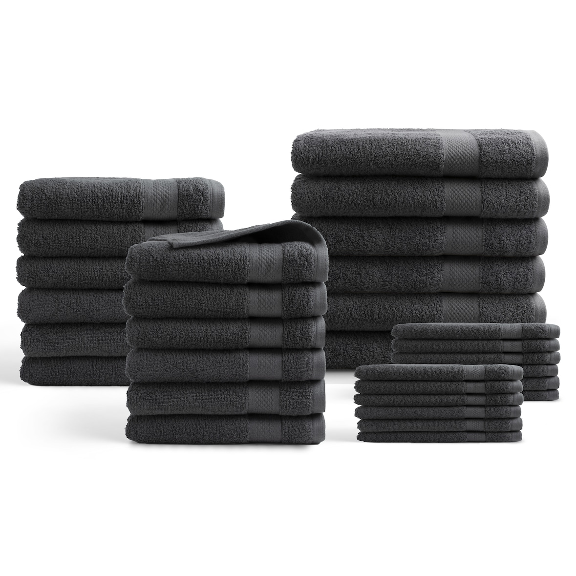 DoubleDry Handdoeken 30-delig set - Hotel kwaliteit 500 g/m2 - Antraciet