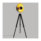 thumbnail of Lampadaire Trépied en Bois et Métal Noir et Doré H 162 cm