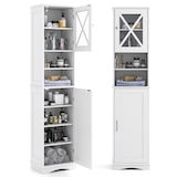 thumbnail of Helloshop26 - Hoher Badezimmerschrank 40 x 30 x 170,5 cm mit 5 verstellbaren Einlegeböden und modernem Design aus weißem MDF 20_0010278